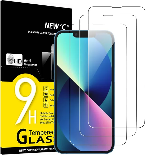 free ads NEW’C Tempered Glass Screen Protector voor iPhone 14/13/13 Pro (6.1 inch) – 3 stuks, 0.3mm dikte