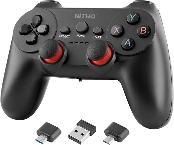 free ads NITHO TWINEX वायरलेस कंट्रोलर 2.4G USB रिसीवर के साथ, संवेदनशील ट्रिगर्स और सटीक नियंत्रण के लिए Windows PC और Android गेमिंग गेमपैड