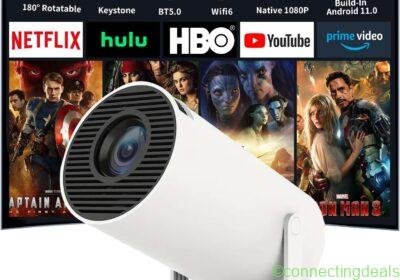free ads Olymmons Mini Portable Projector - 1080P, WiFi 6, Bluetooth 5.0 - Best Price in South Africa