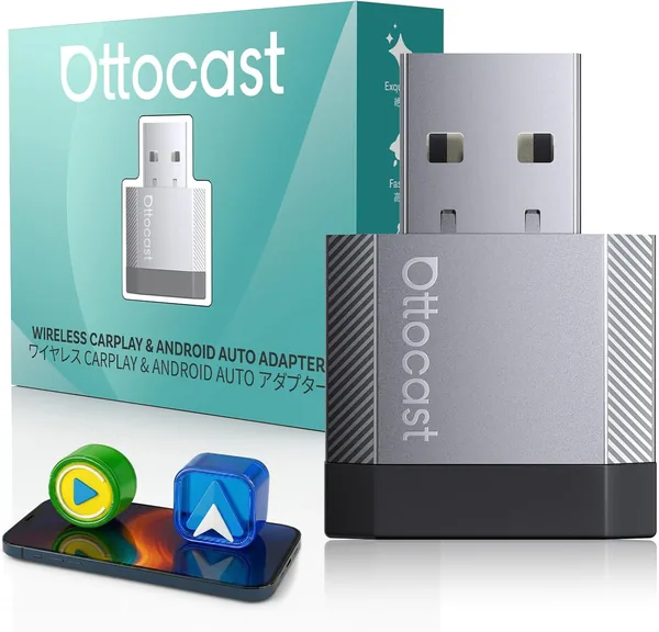 free ads OTTOCAST 2 i 1 draglös bilspel och Android Auto Adapter, Mini Nova 2026 ultra-kompakt draglös adapter, stödar ChatGPT