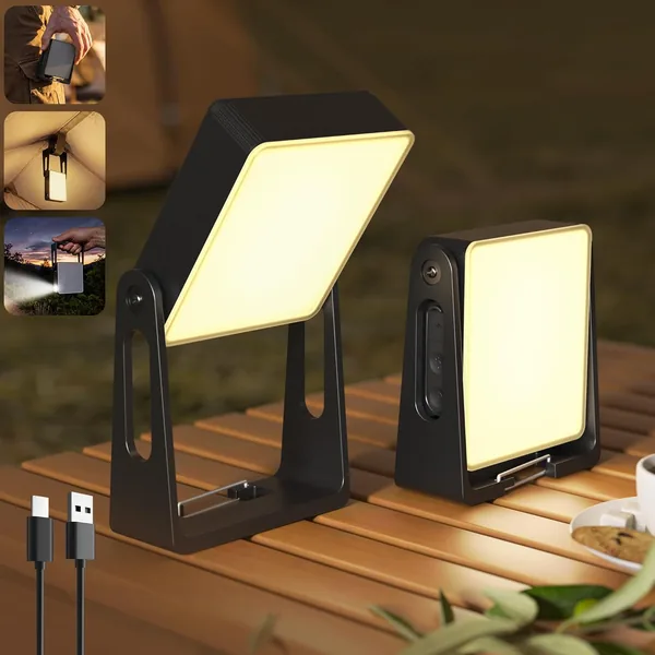free ads PopoIron 2 Pack Camping Lights Rechargeable LED Lanterns with Clip & Stand Best Deal