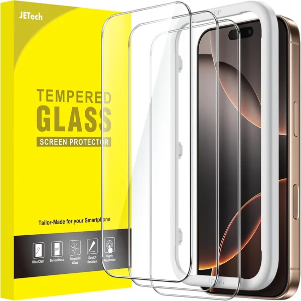free ads Protector de Pantalla JETech para iPhone 16 Pro Max, Vidrio Templado con Instalación Fácil