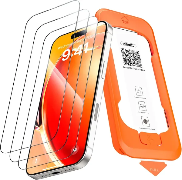 free ads Proteggi Schermo Completo ‘C da 3 Pezzi per iPhone 17/17 Pro/16 Pro, 6.3 Pollici [Installazione Automatica], Tempered Glass