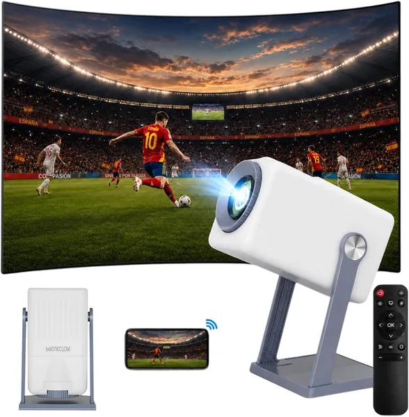 free ads Proyector Portátil Mini con Android 11, Proyección 4K y 1080P, WiFi 6, Bluetooth 5.0, Rotación 360°, Cine en Casa