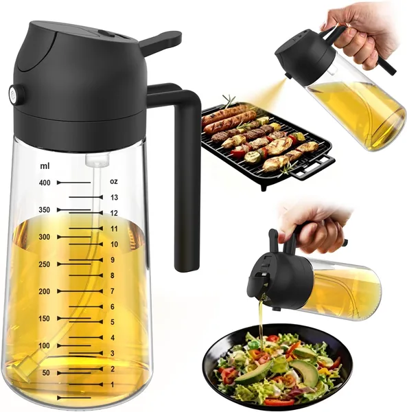 free ads Pulverizador de Azeite de Oliva de Vidro TrendPlain 470 ml – Frasco Dispensador 2 em 1 para Cozinha