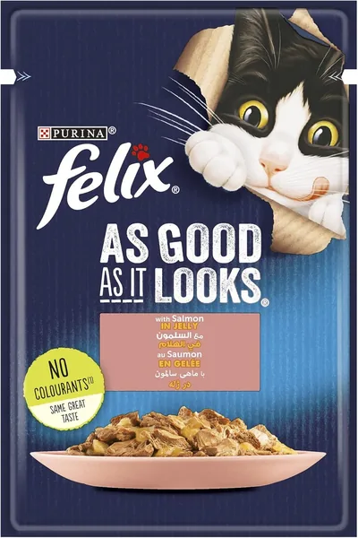 free ads Purina Felix سمك السلمون في الجيلي طعام القطط الرطب، 85 جم – أفضل سعر