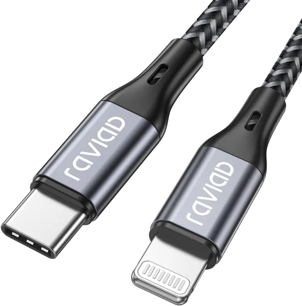 free ads RAVIAD USB C Lightning Kabel 1m, MFi zertifiziert, iPhone Ladekabel, Power Delivery, Nylon Typ C Ladekabel für iPhone
