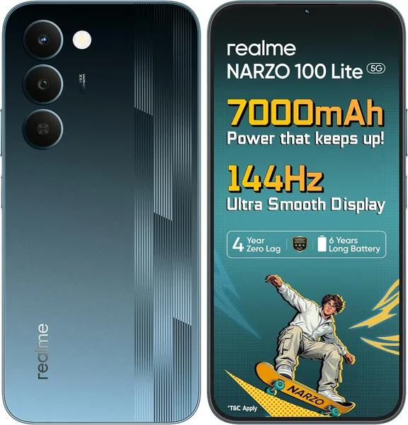 free ads realme नार्जो 100 लाइट 5G (थंडर ब्लैक, 4GB+128GB) | 7000mAh तानाशाही बैटरी | 144Hz चमकदार डिस्प्ले + 4 साल, शून्य लैग