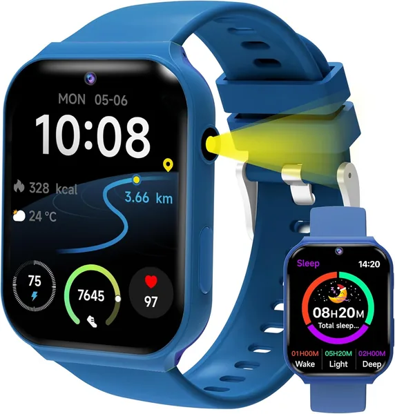 free ads Reloj Inteligente para Niños, Bracelet de Actividad con IP68, Pantalla HD de 1.8 Pulgadas para Niños de 3 a 15 Años, Pedómetro, Monitor de Sueño, Cámara, S