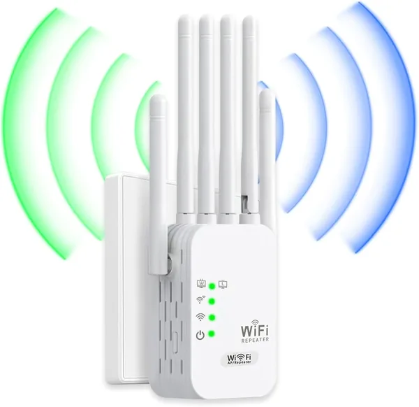 free ads Repetidor de WiFi, Amplificadores de Señal 1200 Mbps, con 6 Antenas y 2 Puertos LAN