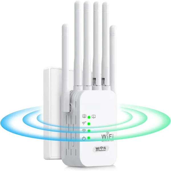 free ads Repetidor WiFi, Amplificador de Señal 2.4GHz 1200Mbps Extensor Wi-Fi con Puerto Ethernet, 6 Antenas, Repitidor de Largo Alcance