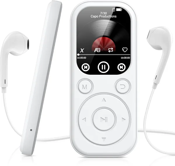 free ads Reproductor MP3 Bluetooth 128GB con Radio FM, Grabador de Voz y Sonido HiFi, Función de Libro Electrónico, Blanco (33% Descuento)