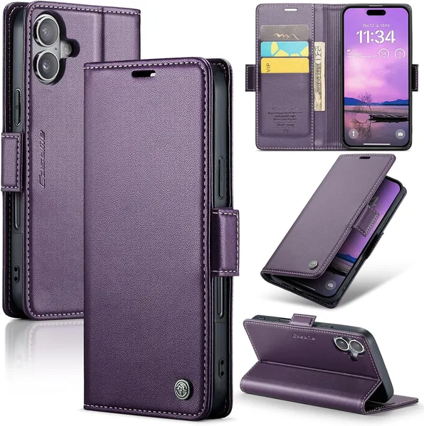 free ads Rerzoiro Caset för iPhone 17, Premium PU-leder Telefonfall med RFID-blokering, Kartfalk, Magnetisk Dekt, Flipbok Wal