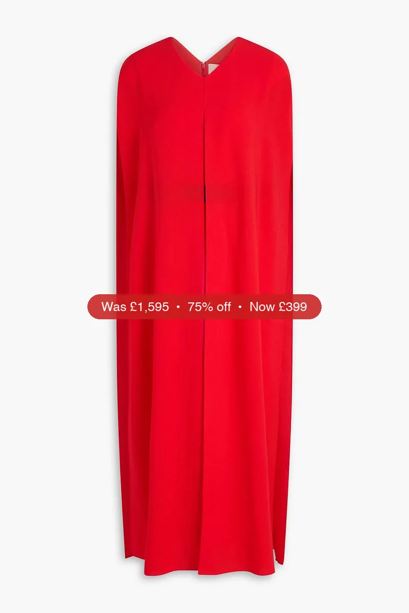 free ads ROKSANDA Cape-effect belted crepe midi dress – 75% Off