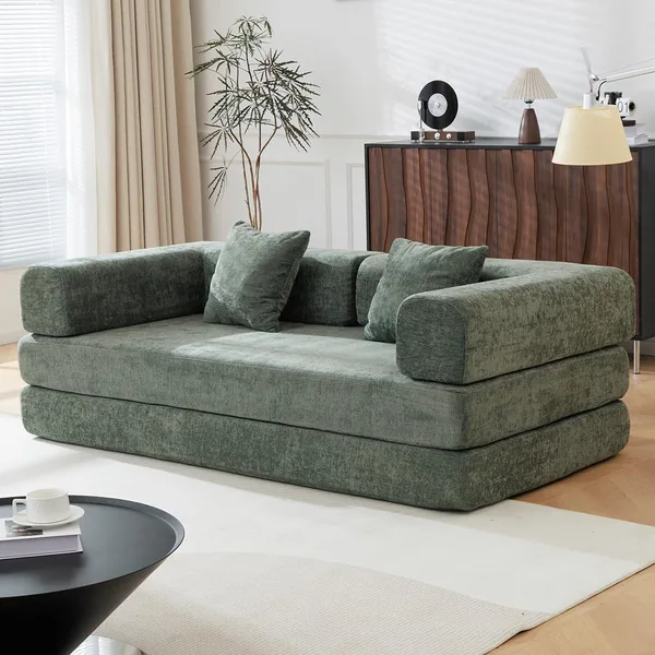 free ads Sofá Modular UTILIA con Espuma de Memoria, Convertible 5 en 1, Sofa Cama Matrimonial de 3 Plazas sin Resorte, Tapiz