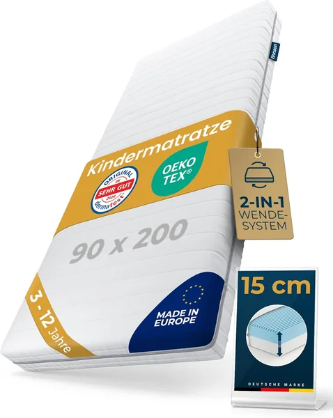 free ads Sun Garden Kindermatratze 90×200 cm – 3-12 Jahre, 2-in-1 Mitwachs-System