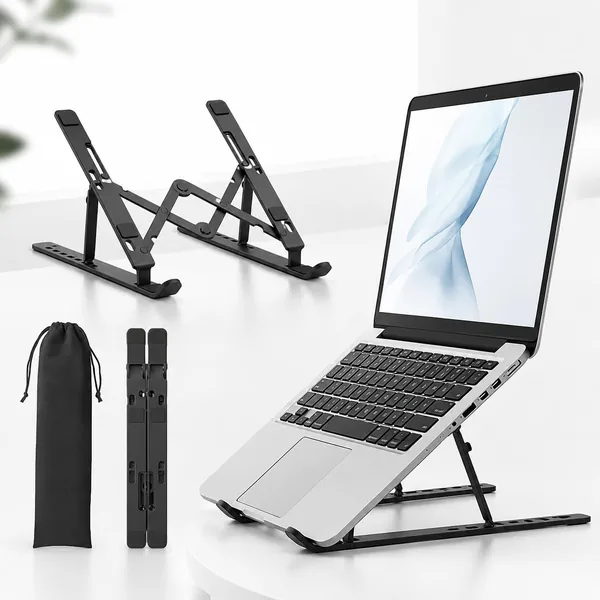 free ads Suporte Portátil para Notebook e Tablet de Alumínio Ajustável com 6 Ângulos, Dobrável, Ergonômico, Antiderrapante e Ventilado – Melhor Preço