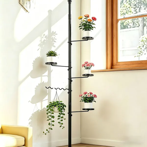 free ads Telescopic Plant Stand Adjustable Metal Tension Pole Display Rack Best Deal