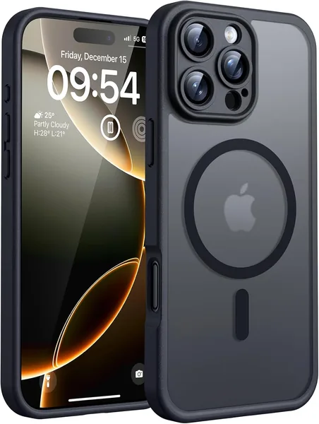 free ads TOCOL Fallskydd för iPhone 16 Pro med kameraprotektion och magnetisk ring, transparent