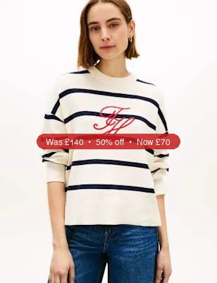 free ads Tommy Hilfiger Premium Knit Striped Crew Neck Jumper – 50% Off