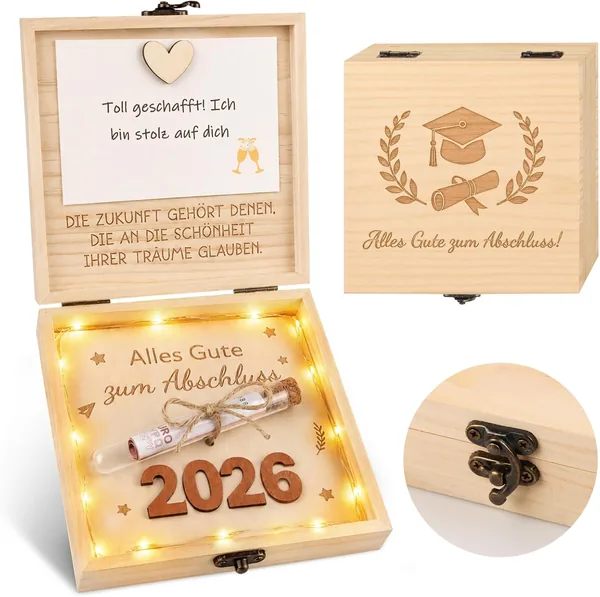 free ads TUZELIYA Abschlussgeschenk – Kreative Geschenkbox mit LED-Lichterkette und Glückwunschkarte