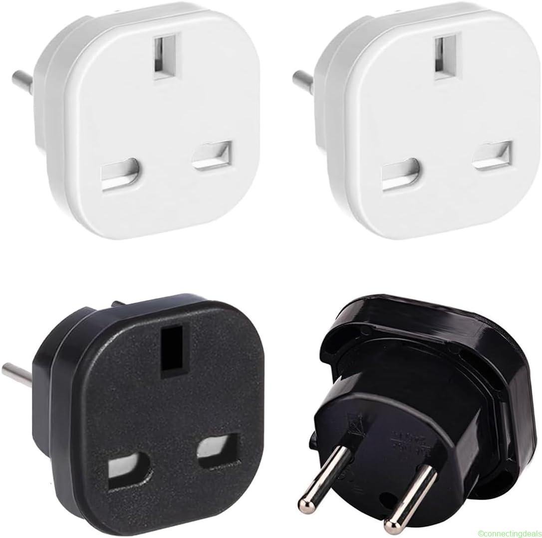 free ads UK to EU Plug Adapter 4 Pack – 15% Off