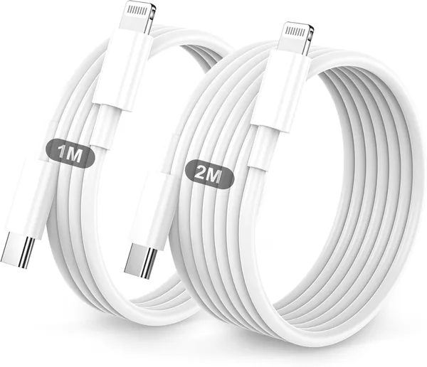 free ads USB C auf Lightning Kabel, Packung mit 2, 1m + 2m, MFi zertifiziert für Apple, schnelles Aufladen für iPhone 14