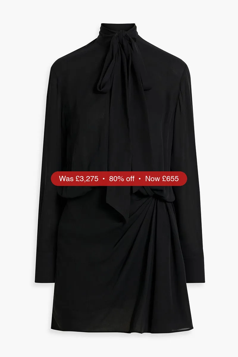 free ads VALENTINO GARAVANI Draped pussy-bow silk-crepe mini dress – 80% Off