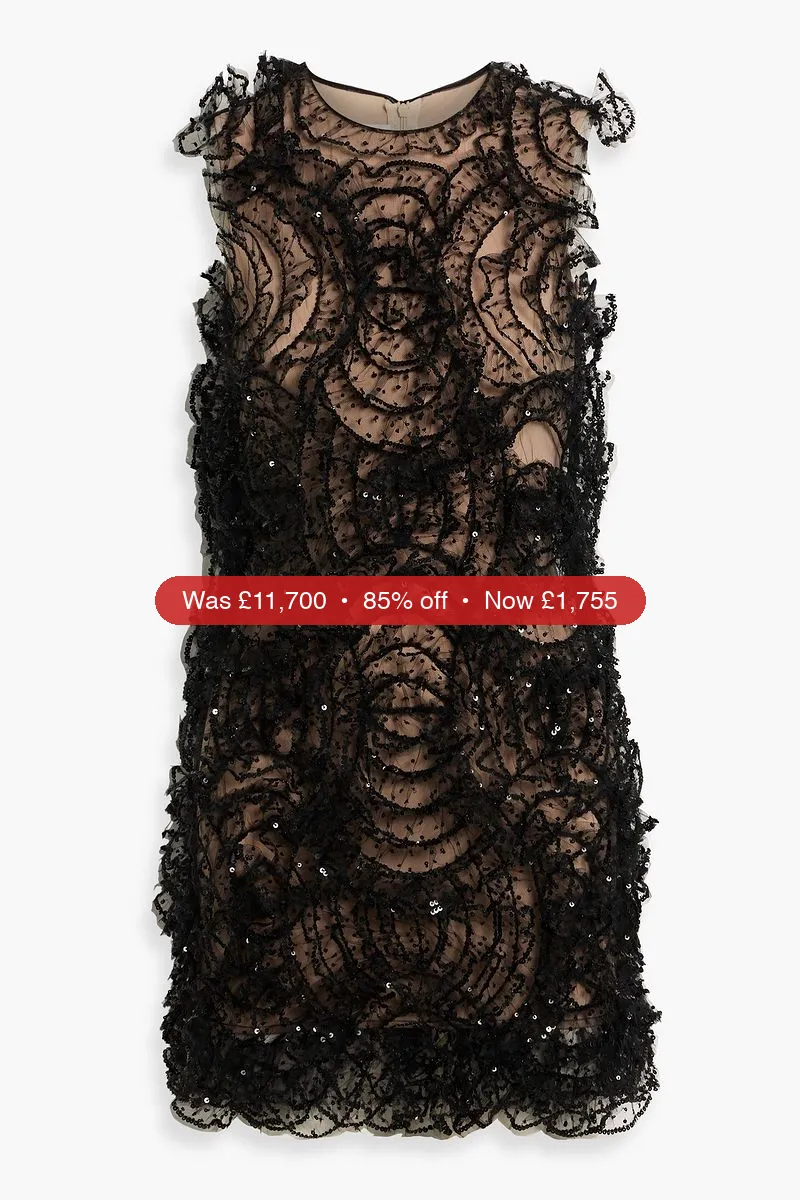 free ads VALENTINO GARAVANI Sequin-embellished ruffled tulle mini dress – 85% Off