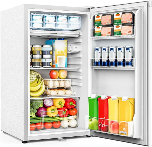 free ads WELLENT 90L Kühlschrank, Kleiner Kühlschrank mit Umkehrtür und Kühnebene, 7-Stufen-Thermostat, Entfernbare Glasablagen