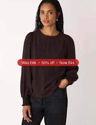 free ads Whistles Cupro Rich Leopard Print Shirred Cuff Blouse – 50% Off
