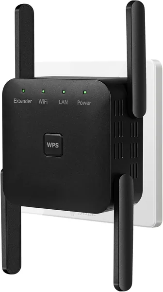 free ads WiFi-Erweiterungssignalverstärker für bis zu 6.000 m² und 60 Geräte, Langreichweiten-WLAN-Verstärker mit Ethernet-Anschluss, Zugangspunkt, 1