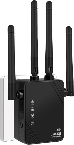 free ads WLAN Verstärker 1200 Mbit/s WLAN-Wiederholer 5G & 2.4G Dual Band Ultra-WiFi-Verstärker mit LAN-Anschluss WPS Kompatibel, 74% Rabatt