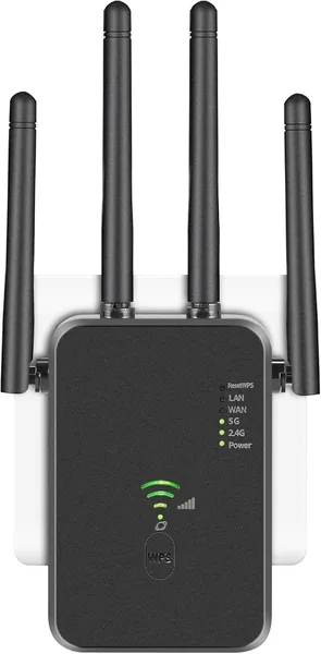 free ads WLAN-Verstärker 1200 Mbit/s WLAN-Wiederholer Ultraxtender WiFi-Verstärker mit LAN-Anschluss, WPS, Kompatibel