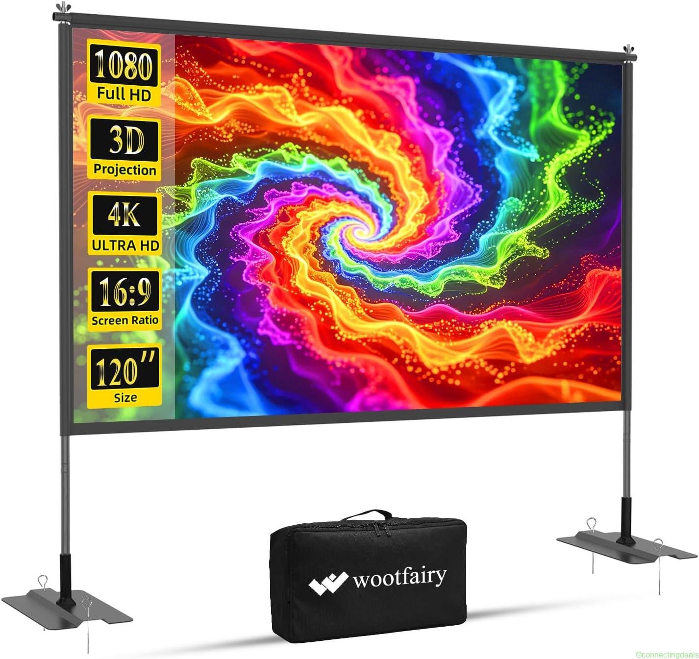 free ads Wootfairy 120 inch Projector Screen with Stand – Best Price