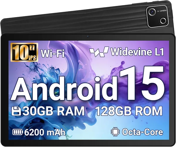 free ads Wqplo 10 Pouces Tablette Android 15, 30Go RAM + 128Go ROM (2To TF), Octa-Coeur, 6200mAh, HD 1280×800, WiFi 6, Bluetooth 5.3 – 28% de Réduction