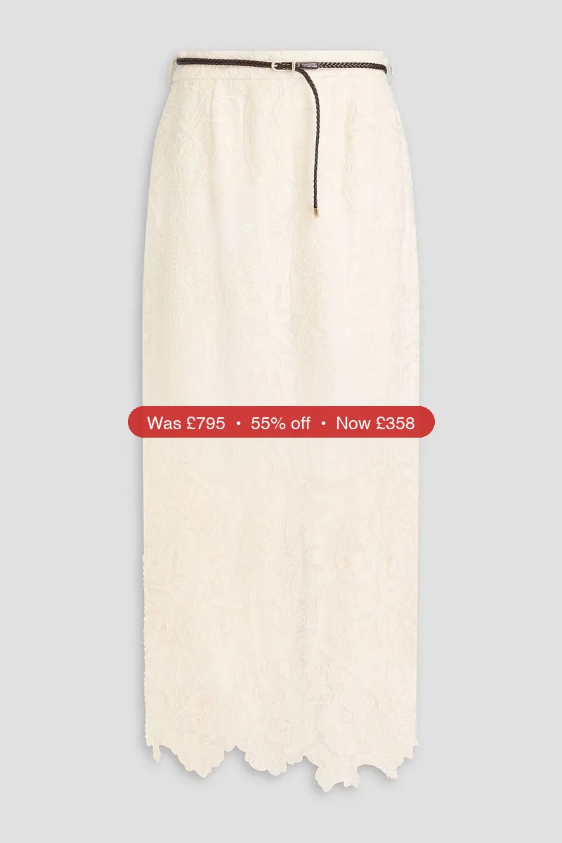 free ads ZIMMERMANN Embroidered linen-gauze midi skirt – 55% Off