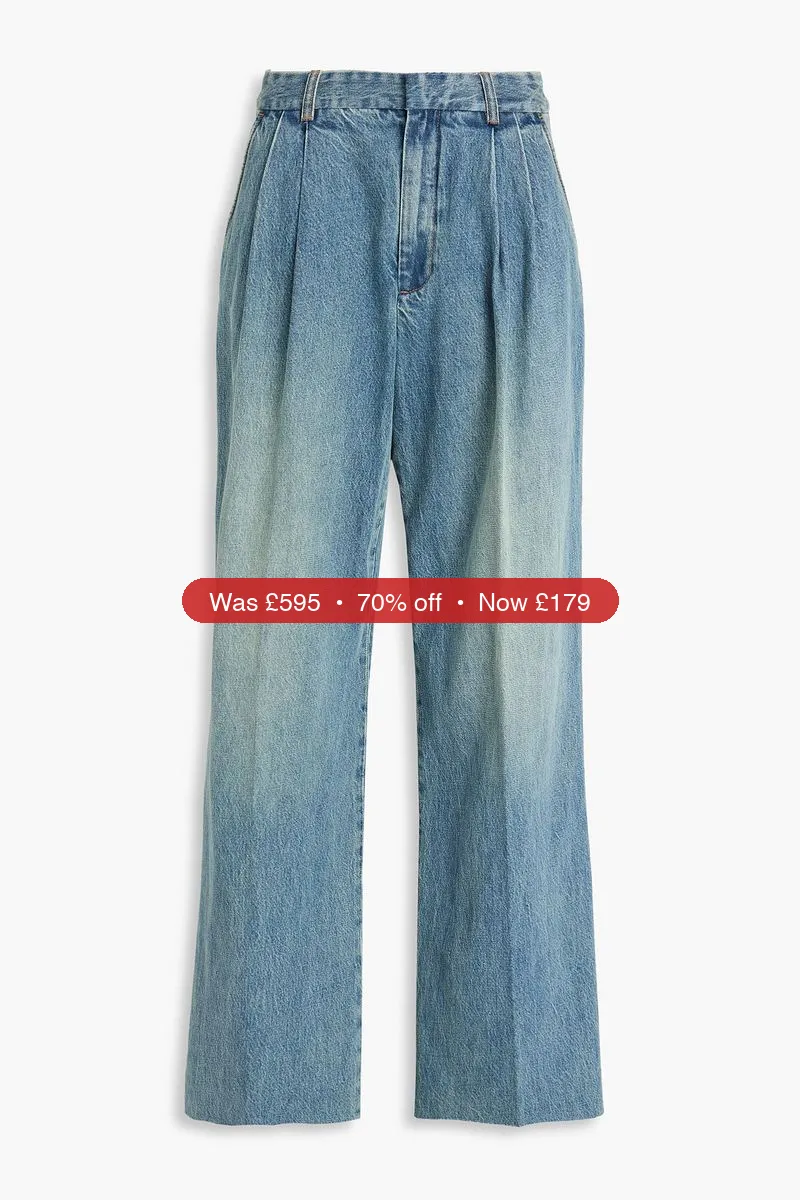 free ads ZIMMERMANN Pleated high-rise wide-leg jeans – 70% Off