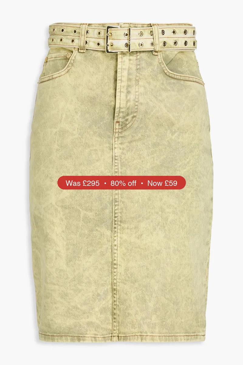 GANNI Metallic coated denim skirt – 80% Off