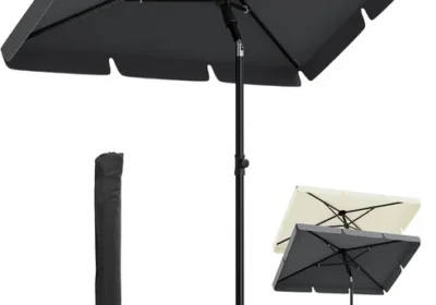 GarveeHome Balkon Sonnenschirm 200 x 125 cm mit Regenabdeckung, UV50+ Rechteckiger Verstellbarer & Höhenanpassbarer Sonnenschirm, Balkon - Best Deal in Austria