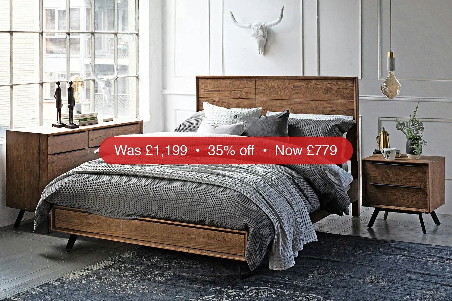Hamilton Bed Frame | Super King | 6ft | Aged Oak Veneer – 35% Off