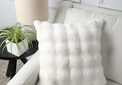 House & Home Faux Fur Bubble Cushion in 3 Colours, 50 x 50 cm - Costco Deal in United Kingdom