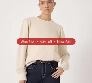 HUSH Pure Cotton Puff Sleeve Sweatshirt - 50% Off in United Kingdom