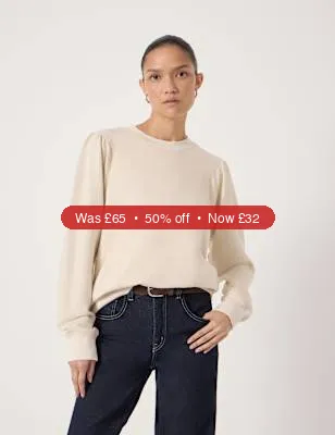 HUSH Pure Cotton Puff Sleeve Sweatshirt – 50% Off