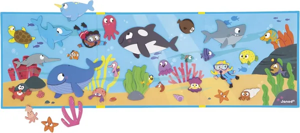 Janod – Magnéti’Stories Seabed – Jeu magnétique éducatif 30 aimants – Jouet pour enfants en carton FSC – Développe l’imagination