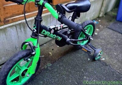 Free ad: Kids Dragon Bike with Training Wheels – Green & in Manchester. Kids Dragon Bike with Training Wheels – Green & in Manchester