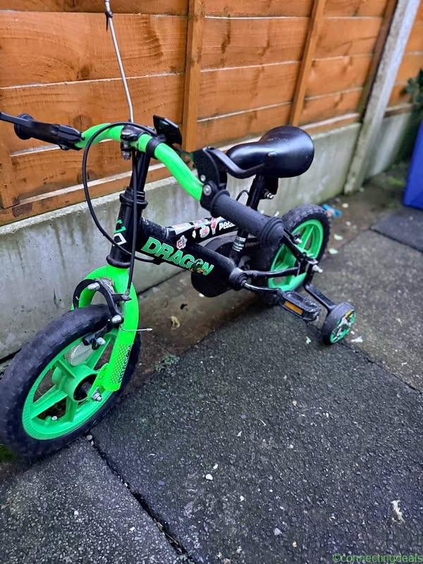 Kids Dragon Bike with Training Wheels – Green &