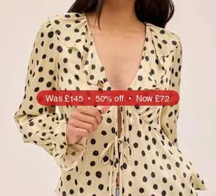 Kitri Satin Polka Dot V-Neck Tie Front Blouse - 50% Off in United Kingdom