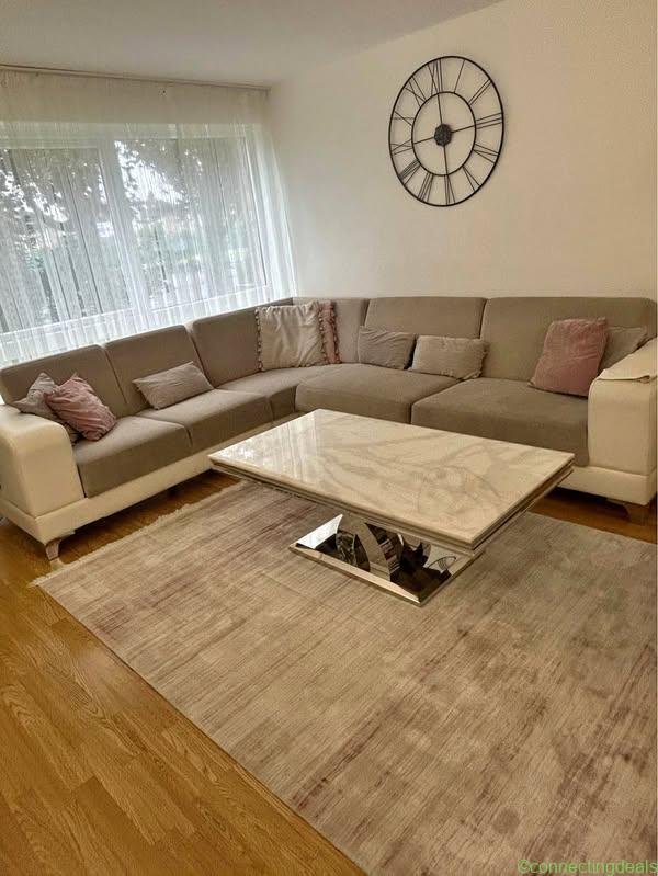 L shape , cream colour sofa