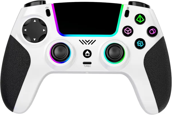 Mando Inalámbrico SZPACMATE para PS4/PS3/Switch/PC/iOS/Android/Steam Deck, con Luces RGB de 8 Colores y Efecto Hall